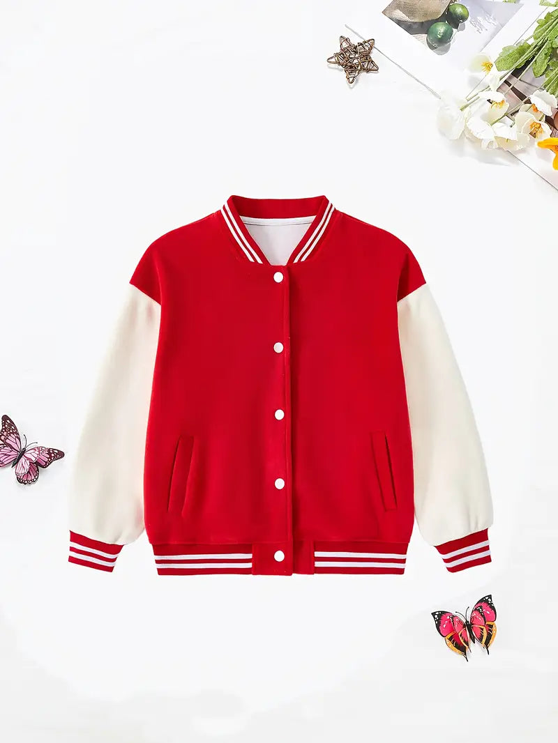 Baseball Jacket for Boys and Girls Round Neck Baseball Jacket