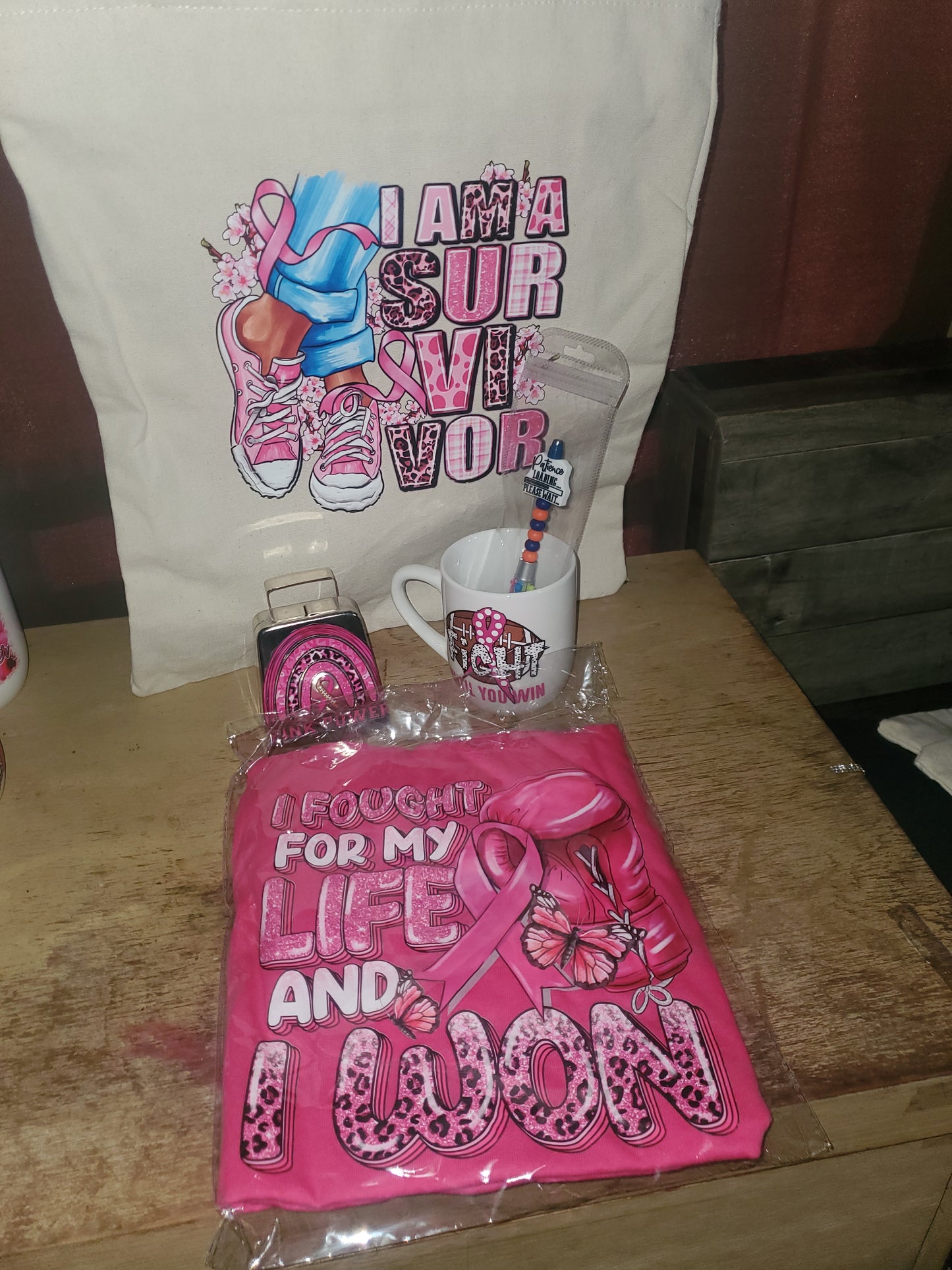 Cancer awareness set bags (canvas tote bag)